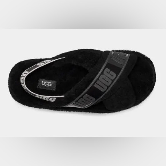 NWT UGG Women’s Fuzzita Clear Black Shearling Sandal Size 7 - Picture 4 of 12